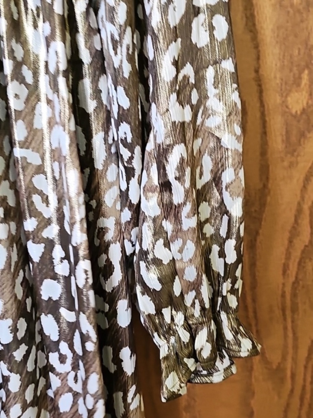 Francesca's Collections Limelight Lurex Leopard Maxi Dress Formal Evening Gold - Picture 8 of 8